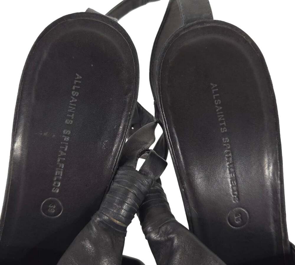 AllSaints Gamma Perspex Sandals US 9 EU 39 Womens Black Wedge Heel $250 - Picture 7 of 9